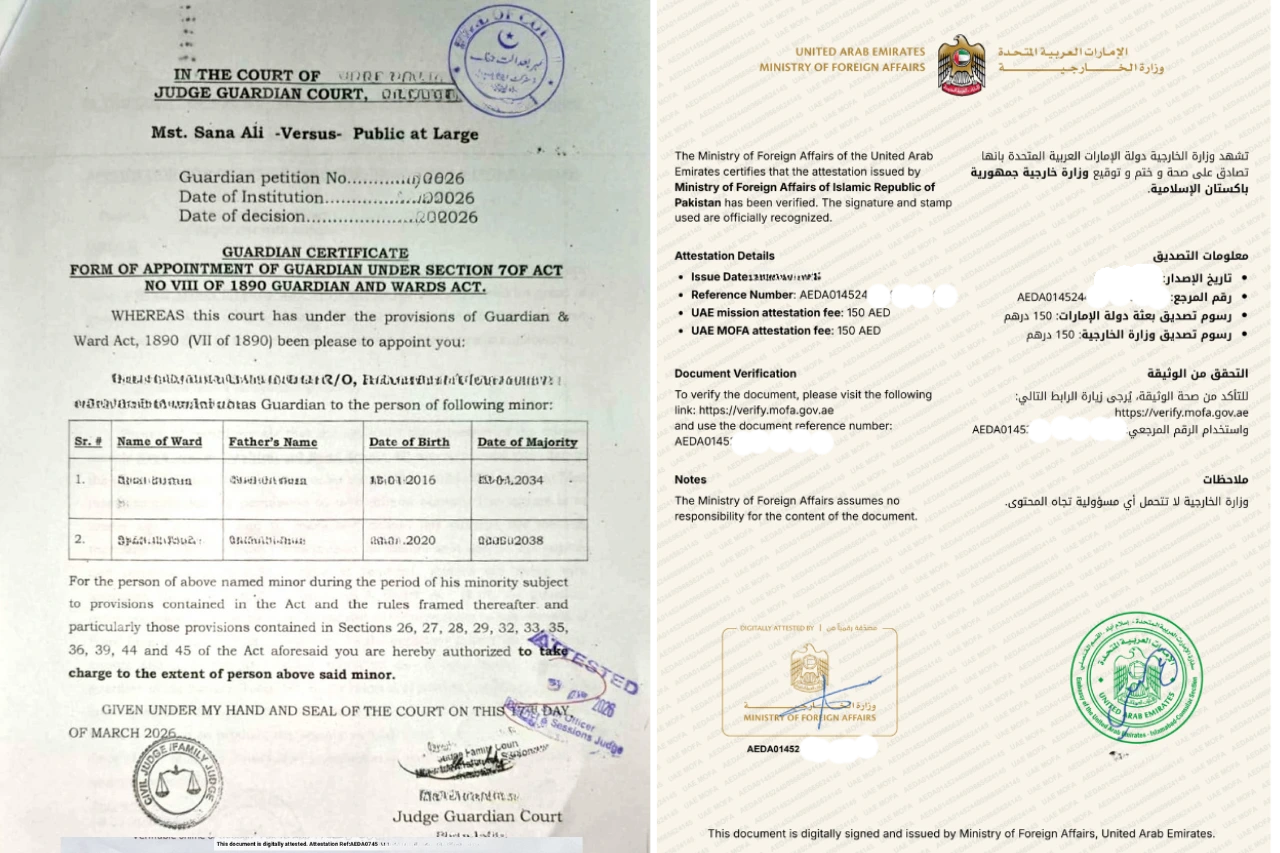 Guardian Certificate Attestation for UAE In Lahore