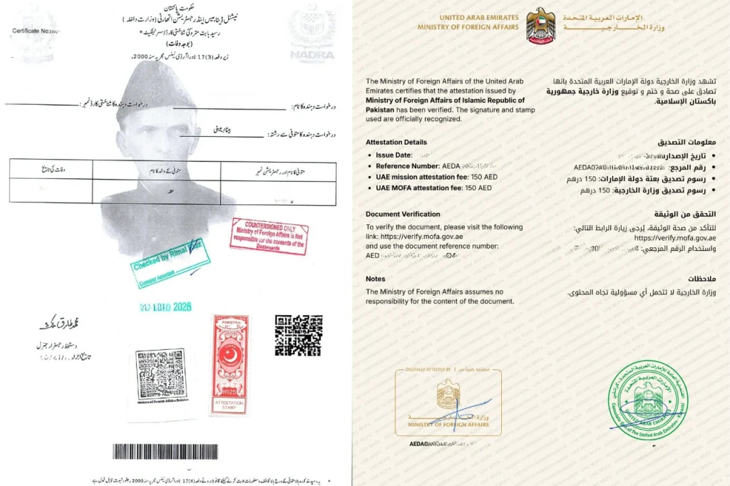 Nadra ID Card Cancellation Certificate Attestation from uae embassy and uae mofa