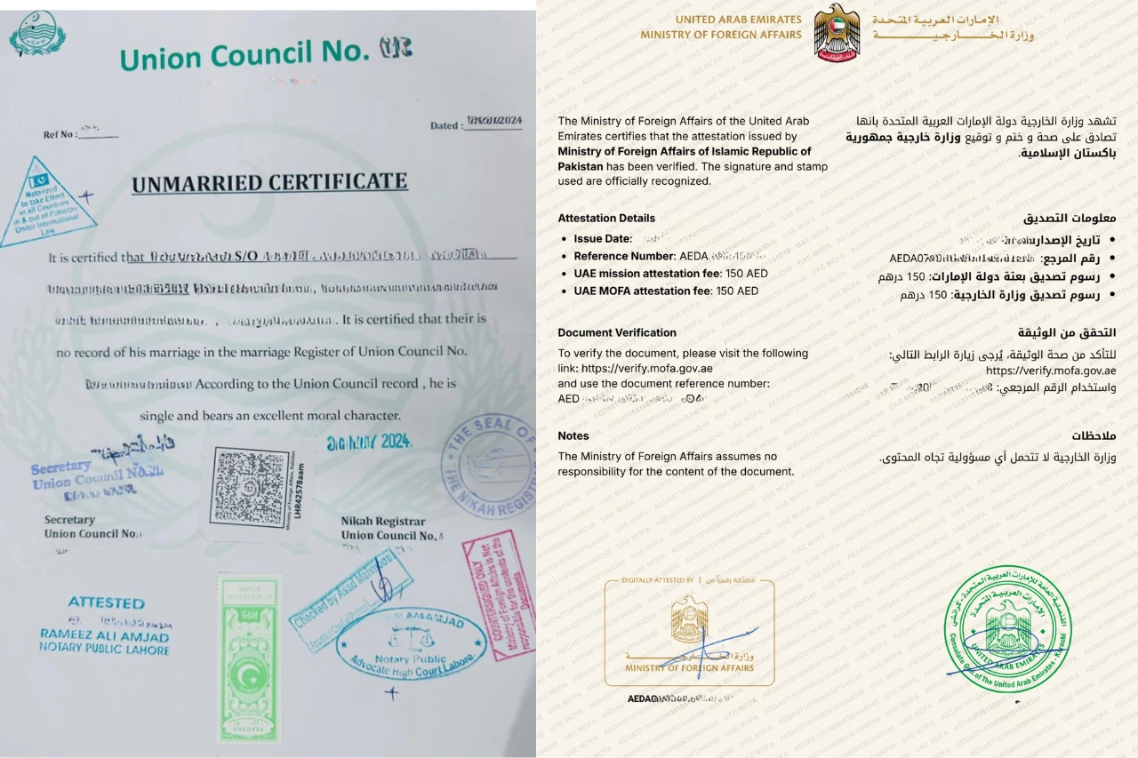 Unmarried Certificate Attestation From UAE Embassy